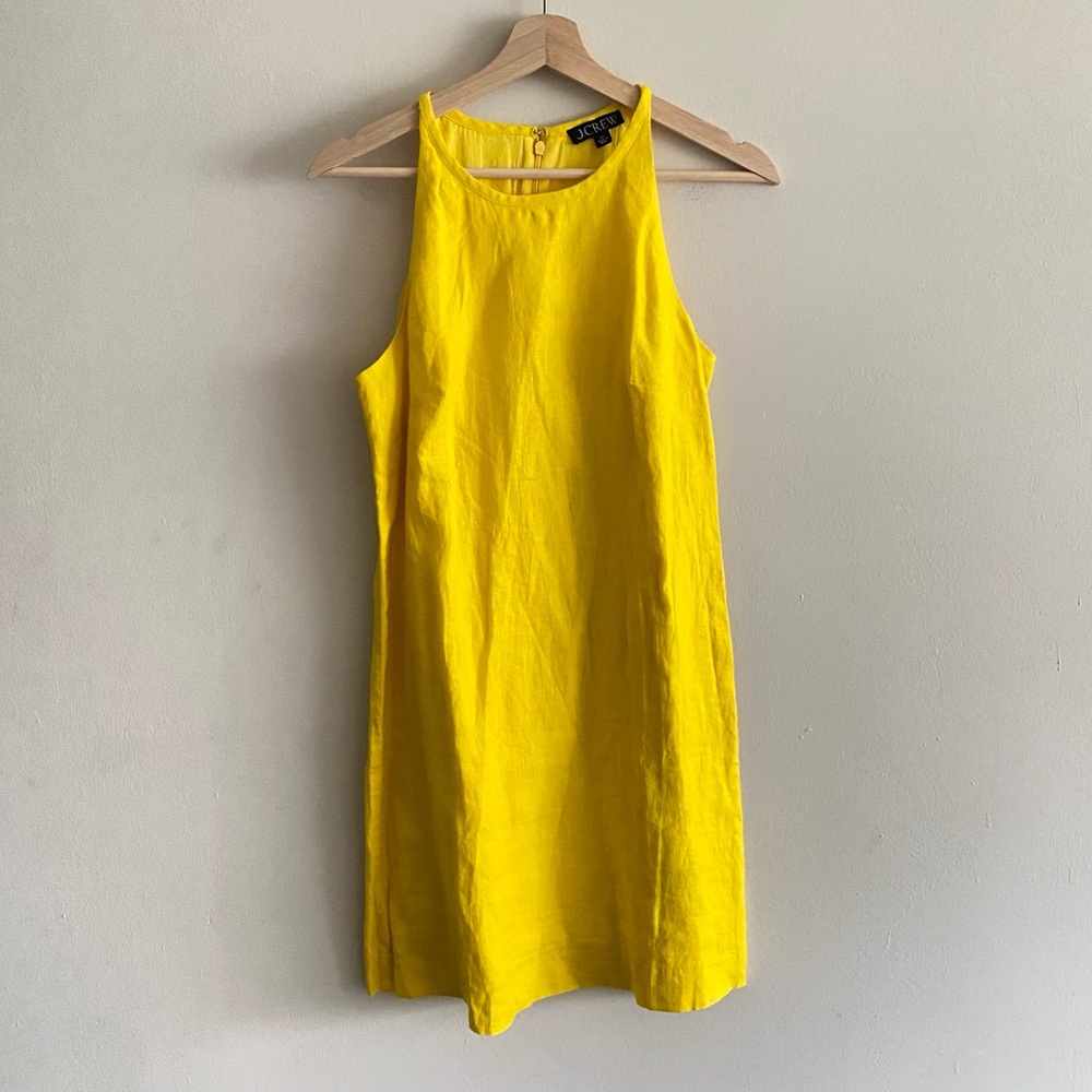 J. Crew Maxine High Neck Shift Dress in Linen Yellow - XS - Picture 14 of 16
